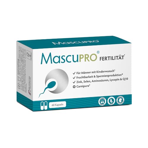 MascuPRO Fertilität Mann | vegan | Fruchtbarkeit + Spermienproduktion | 60 Kapseln | Zink, Selen, L-Carnitin, L- Arginin | Kinderwunsch Tabletten