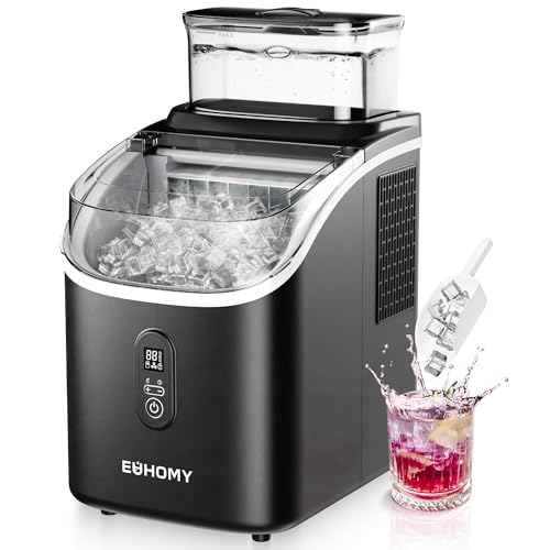 EUHOMY Eiswürfelmaschine für die Arbeitsplatte, 15 kg Eismaschine Ice Maker, 2L Eiswürfelmaschinen, 16 Eiswürfel in 13 Min, Selbstreinigende Eiswürfelbereiter für Zuhause/Küche/Büro, Schwarz