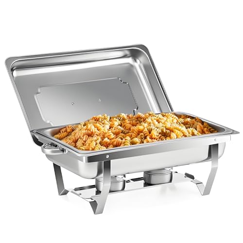 Chafing Dish Set 9L,Edelstahl Warmhaltebehälter Essen,Speisenwärmer,Buffet Wärmer,Wärmebehälter Rechaud für Catering Buffet und Party(1 Set 1/1 GN)