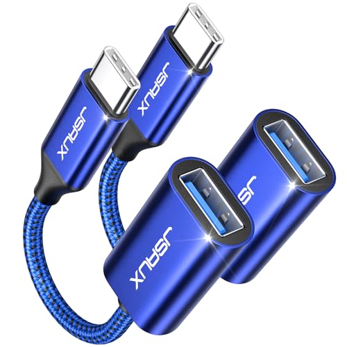JSAUX USB C auf USB 3.1 Adapter [2 Pack] OTG Typ C Adapter Kabel Kompatibel mit Samsung Galaxy S20 S10 S9 S8 Plus Note 10 A5 2017,Huawei P30 P20 Lite Mate 30 20 Pro,MacBook Pro 2018/2017/Air 2018 Blau