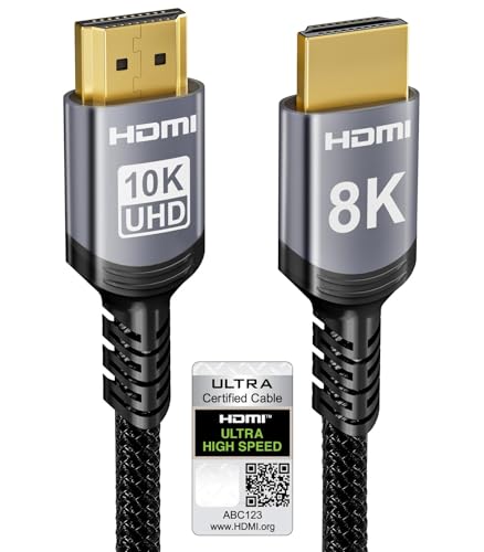Sniokco 10K 8K HDMI 2.1 Kabel 1.5Meter, Zertifiziert 48Gbps Ultra High Speed HDMI® Kabel 0.01ms 4K 240Hz 165Hz 120Hz 8K 60Hz eARC Netflix HDCP 2.3 2.2 DTS:X HDR10+ TV Monitor Projektor Roku PS5 X-box