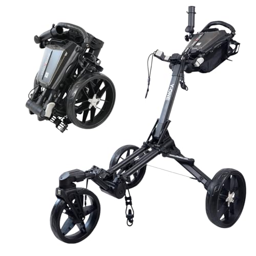 YMDXONE Golf Trolley 3 Wheel Foldable Compact Size Y-ONE Black
