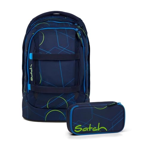 Satch pack Schulrucksack Set 2tlg. inkl. Schlamperbox (Blue Tech)