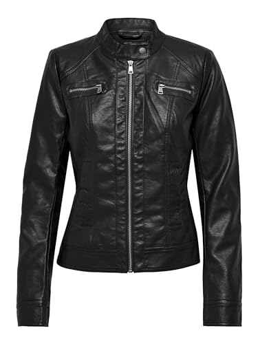 ONLY Damen Jacke Bandit PU Biker, Gr. 38, Schwarz (Black C-N10)