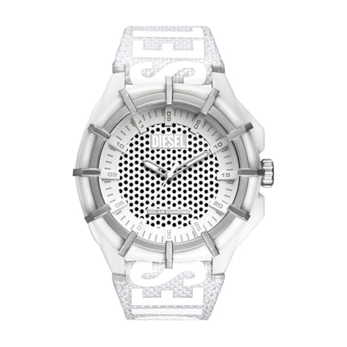 Diesel Framed Uhr für Herren, Solarbetriebenes Quarzwerk mit Silikon-, Edelstahl- oder Lederarmband, Weiß, 51MM