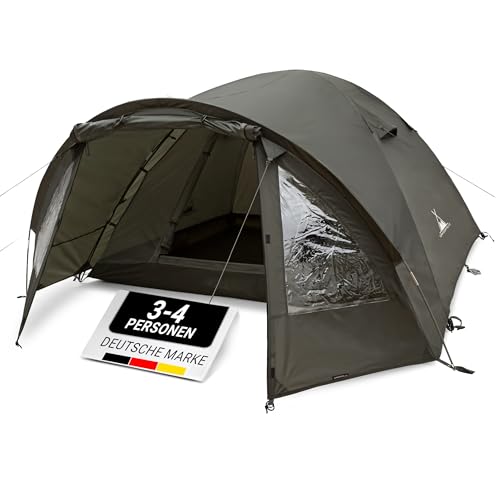 WANDERFALKE® Zelt 2-4 Personen wasserdicht 4.000mm, Ultraleicht & kleines Packmaß, Campingzelt mit Vorzelt, Familienzelt, Outdoor Zelte für Camping, Reise, Angeln, für warme & kalte Tage (Camp 4)