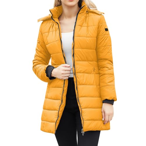 Generisch Winterjacke Damen Wintermäntel Winter Warm Jacke Mantel Daunenmantel Parka Steppmantel Lang Winterparka Outdoorjacke mit Kapuze Daunenjacke Steppjacke,Roter Mantel Damen