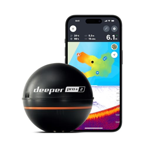 Deeper Smart Sonar Pro+ 2 Fischfinder Echolot – mit Tiefenmesser und GPS-Sender | Angeln im Kajak, Boot oder beim Eisangeln | mit kostenloser App