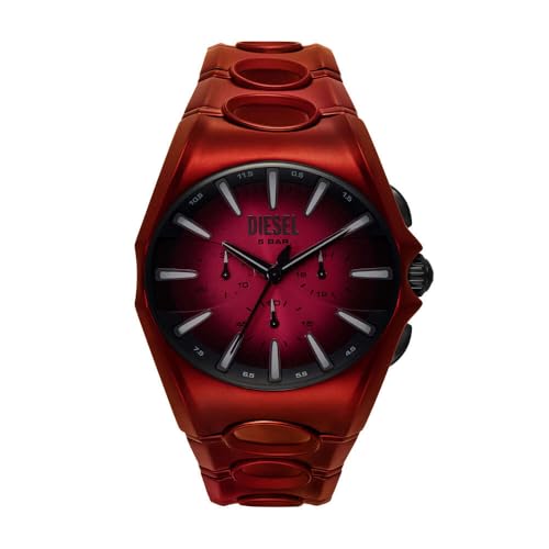 Diesel D-Curve Watch for Men, Quartz Chronograph Movement with Stainless Steel, Leather or Silicone Strap