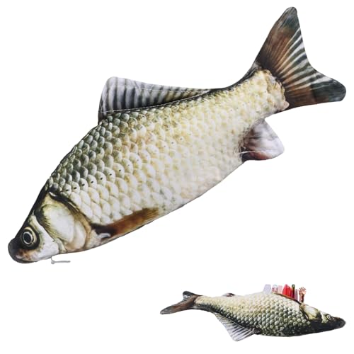 HO-SFSM Hochwertiges Fisch Geformt Federmäppchen für Schule, Klassenzimmer Geschenke - Federbeutel Fisch Gestaltet Kosmetiktasche, Aufbewahrungstasche Ideale Fisch Geschenke für Kinder und Frauen