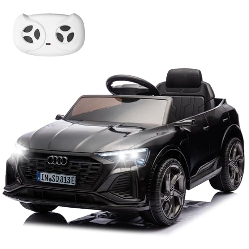 HAUSPROFI Elektro Kinderauto mit Bluetooth 12V Elektrofahrzeug Audi SQ8 E-tron Elektroauto mit Fernbedienung 2,4GHz, Sicherheitsgurt, Musik, Kinderfahrzeug für Kinder 3-6 Jahre, 3-5 km/h, Schwarz