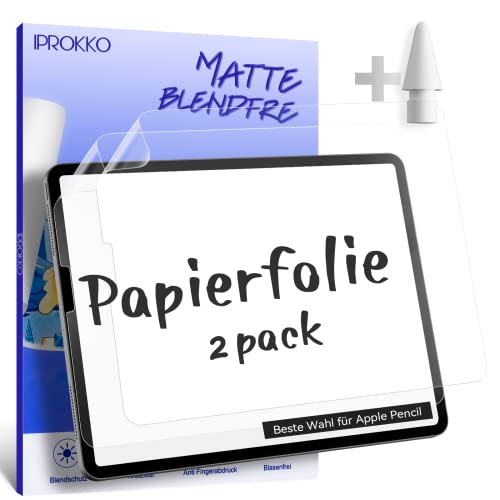 2 Stück Like Paper Folie Kompatibel mit iPad Pro 11 (2022,2021,2020,2018) & iPad Air 5 (2022) & iPad Air 4 Generation 10,9 Zoll Matte Papierfolie Schutzfolie Papier Screen Protector Displayschutz