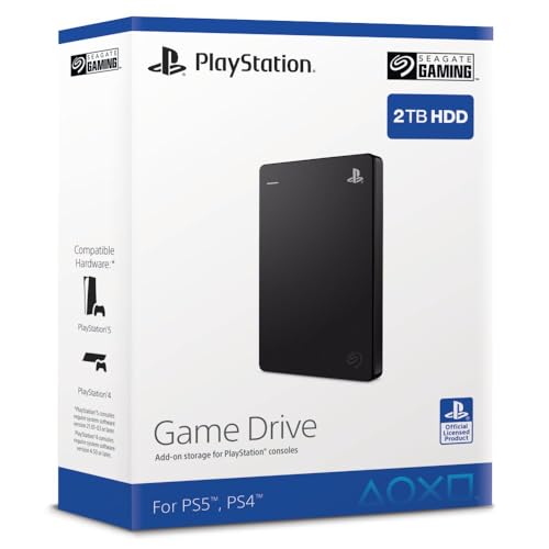 Seagate Game Drive PS4 2TB tragbare externe Festplatte, 2.5 Zoll, USB 3.0, Playstation4, Modellnr.: STGD2000200