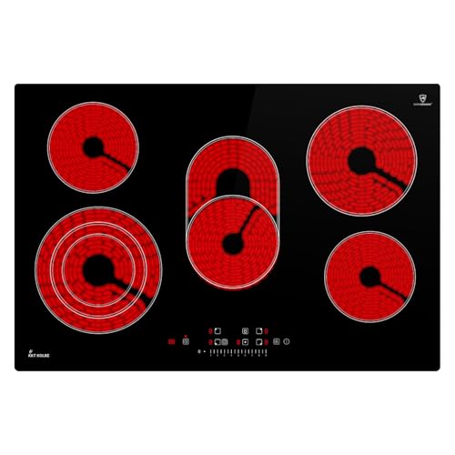 KKT KOLBE Glaskeramik Kochfeld 80 cm | Autark | 8,7 kW | 5 Zonen | 9 Stufen | Bräterzone | Dreifachzone | Rahmenlos | Timer | Restwärmeanzeige | Rahmenlos | CH7705RL