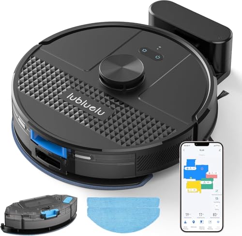 Lubluelu Saugroboter mit Wischfunktion 3-1, 2000Pa Staubsauger Roboter mit Lasernavigation, 54 dB Roboterstaubsauger mit Anti-Siphon-Technologie, 150 Min Laufzeit, APP Steuerung, 24 No-Go Zonen (SL68)