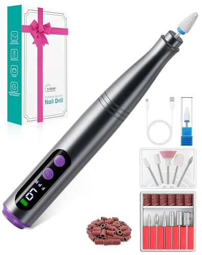Fofile Nagelfräser Kabellos, 12 in 1 Elektrische Nagelfeile 9 Verstellbare Geschwindigkeit Fräser für Gelnägel Maniküre und Pediküre Set Elektrisch für Acrylnägel, Gelnägel Professionell Nail Drill