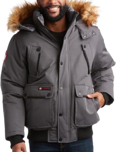 CANADA WEATHER GEAR Herren Big & Tall Winter Jacke - Heavyweight Bomber Parka Mantel - Jacke für große und große Männer (M-5XL), Kohlegrau, X-Large