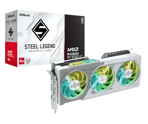 Asrock Radeon RX 9060 XT 16GB Steel Legend OC Grafikkarte - 16GB GDDR6, 2X HDMI, 2X DP