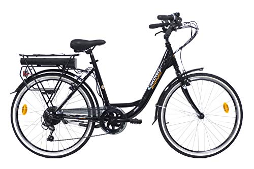 Denver Discovery E4000 E-Bike, City Bike mit 26 Zoll Rädern, Shimano 6-Gang-Schaltung für Damen, Schwarz