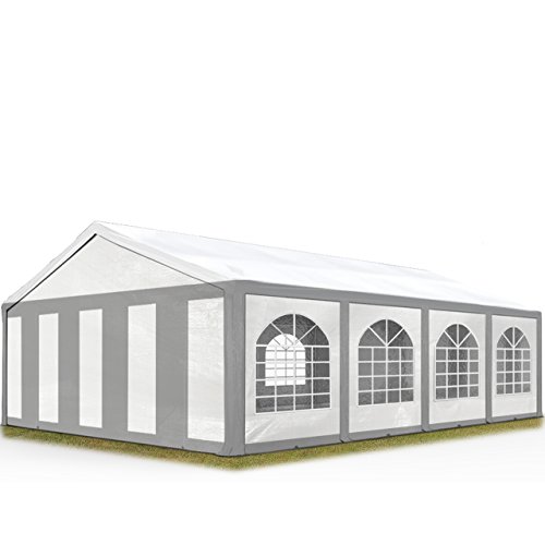 TOOLPORT Hochwertiges Partyzelt 5x8 m Pavillon Zelt PE Plane 450 N Gartenzelt Festzelt Bierzelt Wasserdicht grau-weiß