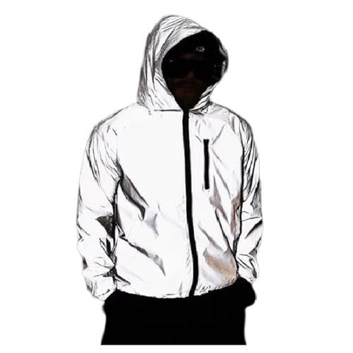 fahrradjacke damen winter，Damen Voll Reflektierende Jacke Fahrradjacke,Grau,XS