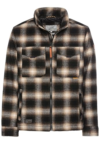 camel active Herren Karierter Blouson mit einem Reißverschluss Braun-Gelb, menswear-48