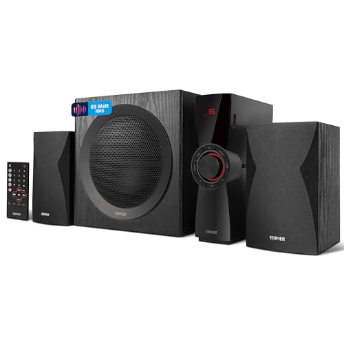 Edifier CX7 Aktives 2.1 Home-Entertainment-System mit Bluetooth V5.0, 21cm (8 Zoll) Subwoofer und Infrarot-Fernbedienung: Perfekt für TV, PC, Notebook etc., Schwarz