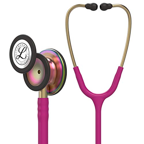 3M Littmann Classic III Stethoskop zur Überwachung, 5806, regenbogenfarbenes Bruststück, himbeerroter Schlauch, 69 cm