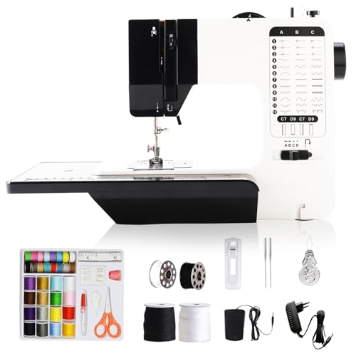 SMOCTAR Nähmaschine für Anfänger & Näh-Einsteiger, 14 Stichprogrammen Kleine Nähmaschinen Kinder, Mini Sewing Machine Tragbare Elektrische Nähmaschine (Schwarz)