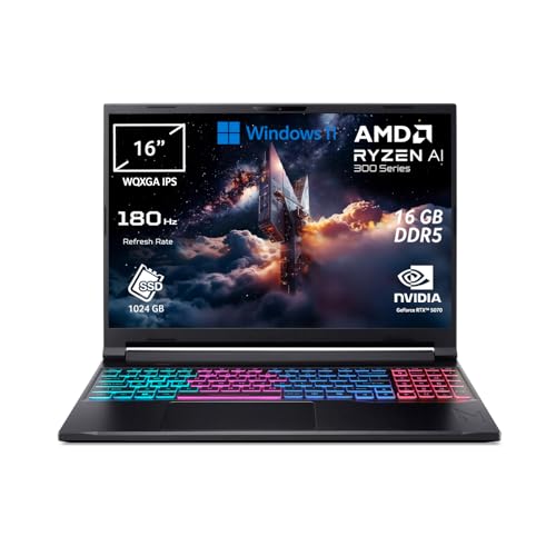 acer Nitro V 16S AI Laptop IA | Notebook Gaming | Nvidia GeForce RTX 5070 8GB | Ryzen AI 7 350 | RAM 16GB DDR5 | 1024GB SSD | 16