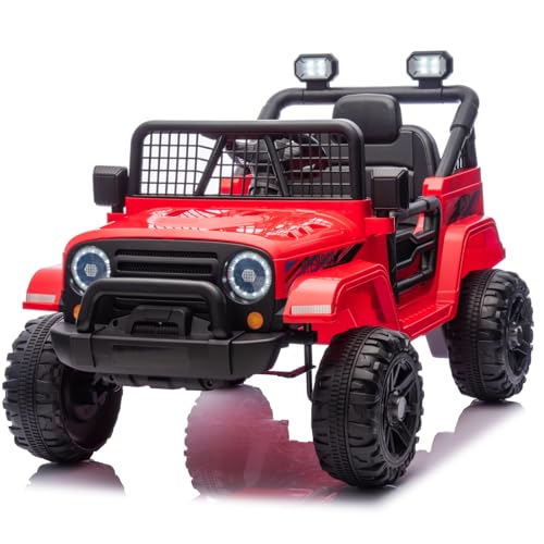 LEADZM Kinder Elektroauto, Elektroauto für Kinder 12V, 4 Eva Räder, 12V 7ah, Fernbedienung, Kinderauto Kinderfahrzeug (Rot 1)