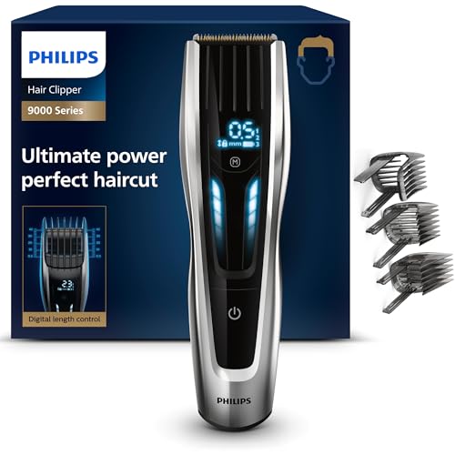 Philips Series 9000 Haarschneider mit 400 Längeneinstellungen, langlebigen Titaniumklingen & digitaler Touch-Steuerung (Modell HC9450/20)