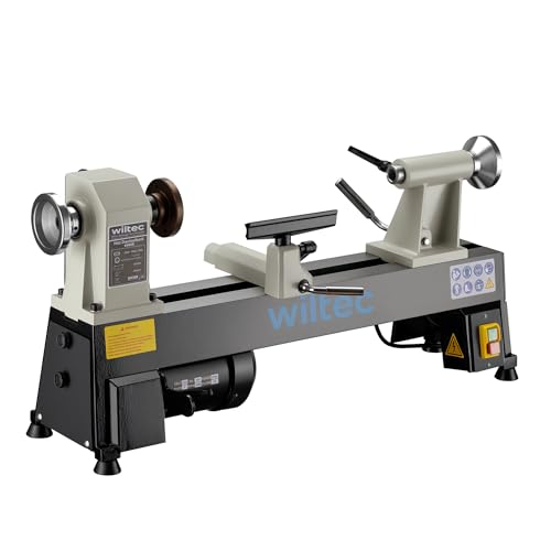 Wiltec Drechselbank 370 W mit variabler Drehzahl 600-2800 U/min, Drechselmaschine mit Planscheibe, Drehbank für Holz bis 457 mm Länge