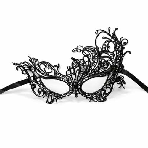 TK Gruppe Timo Klingler Augenmaske - Gothic & Venezianisch - Spitze Maske für Halloween - Damen Maskenball Spitzenmaske (Modell 03 - schwarz)
