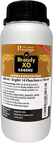 XO Brandy Aroma-Essenz 280 ml Aroma mit würziger Süße | Profi-Essenz für Heimgebrauch und Brennerei | Ergibt 10,5 Liter Wodka oder Korn