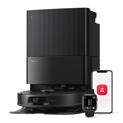 roborock Qrevo Serie Saugroboter mit Wischfunktion&Hebarem Wischmopp, 8000Pa Saugkraft(verbessert von Qrevo S), Anti-Verfilzungs-Seitenbürste, Hindernisvermeidung, All-in-One Dock, Schwarz(QV 35A)