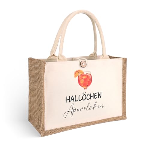 GADITIEK Aperol Geschenk Tasche, Aperol Jutetasche Für Frau, Strandtasche xxl Aperol Spritz Accessoires Damen, Geschenkset Für Frauen, Kollegin (Hallöchen Aperolchen)