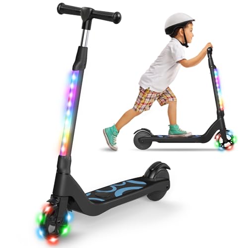SISIGAD E Scooter Kinder für 6-12 Jahre, E Roller Kinder 5.3 Zoll Kinderroller mit Blinkende LED-Leuchten & 3 Einstellbare Höhe, Elektroroller Kinder Max 10km/h, 45W Motor, Maximale Belastung 70kg
