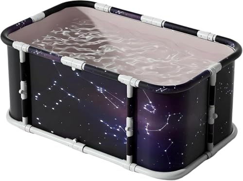 Simcat Tragbare faltbare Badewanne, große Einweichbadewanne für heiße Dusche und Eisbad, freistehende Badewanne für Erwachsene und Kinder (Sternenhimmel)