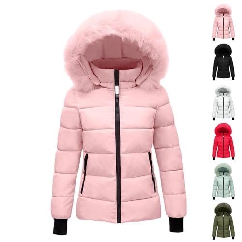 Generisch Winter Jacke Damen Puffer Jacke Winter Winterjacke Warm Wintermantel Steppmantel Leicht Steppjacke Übergangsjacke Kurz Pufferjacke Daunenjacke Mantel Outdoor Kunstfell Mantel