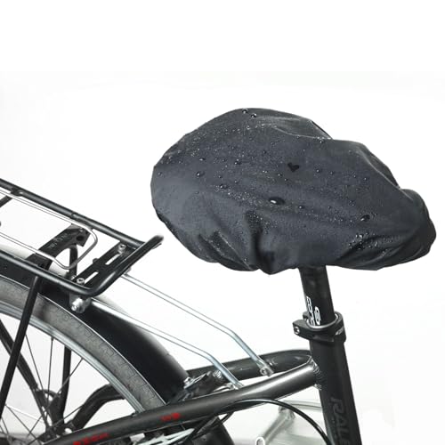 Novaliv Sattelwärmer 2-in-1 schwarz bequemer & komfortabler Regenschutz - Lammfell Bike Cap elastisches Gummiband - Made in Germany - wasserdichter Sattelbezug wendbarer Sattelüberzug Universalgröße