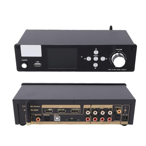 VBESTLIFE 5.1 Surround Sound Decoder, DTS AC3 LPCM Audio Decoder mit Bluetooth 5.0, Optischer Koaxialeingang, für Heimkino-DVD-Player TV-Set-Top-Box (EU-Stecker)