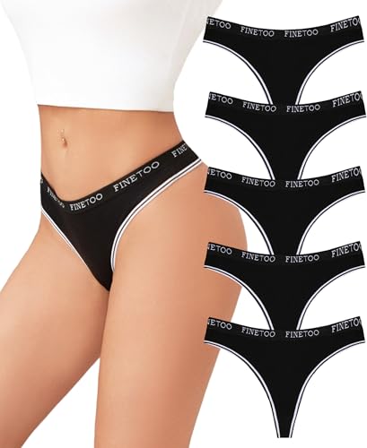 FINETOO 5er Pack String Tanga Damen Baumwolle Set Bikini Sexy Unterwäsche für Frau Unterhosen Damen Baumwoll Atmungsaktiv Thong Mehrpack S-XL