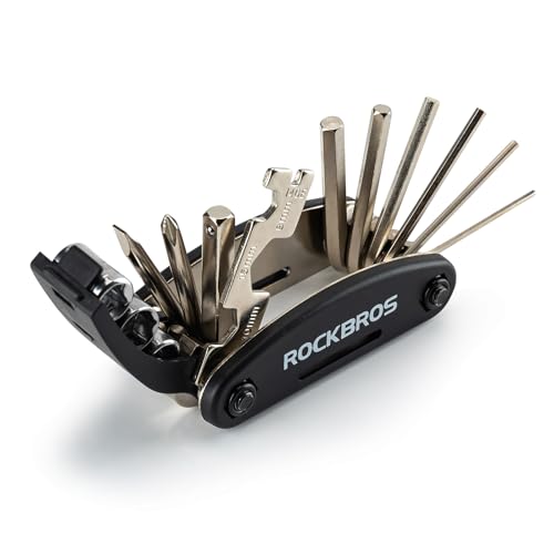 ROCKBROS Fahrrad Multifunktionswerkzeug 16 in 1 Faltbares Reparatur Werkzeug Set Reparaturset Schwarz