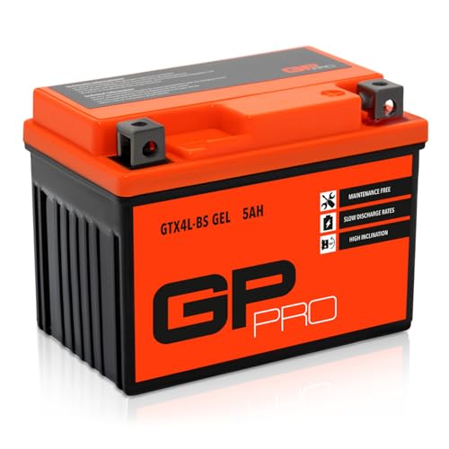 GP-PRO Gel-Batterie 12V 5Ah GTX4L-BS Rollerbatterie/Motorradbatterie, wartungsfrei versiegelt vorgeladen zyklenfest ersetzt YB4L-B / YTX5L-BS / YTX4L-BS / SLA4L-BS / YB4L-A