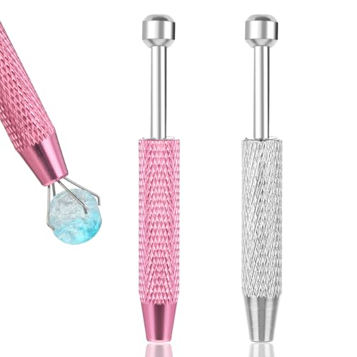 2 Stück Piercing Ball Greifer Piercing Kugel Zange Piercing Kugel Aufdreher Piercing-Ball-Halter, Juwelier-Aufnehmwerkzeug, Kleinteile-Greifer für Die Schmuckherstellung (Pink, Silber)