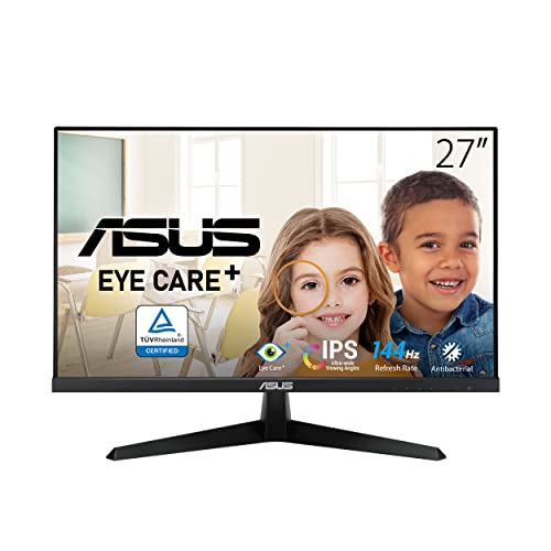 ASUS VY279HGE Gaming Monitor - 27 Zoll Full HD - 144 Hz, 1ms MPRT, FreeSync Premium, GameFast Input - IPS Panel, Vesa 100x100, 16:9, 1920x1080, HDMI, Schwarz