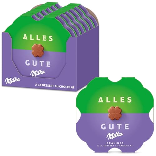 Milka Alles Gute Pralinen – Alpenmilch-Schokolade mit feiner Kakaocrème-Füllung in Kleeblattform – 12 x 44g