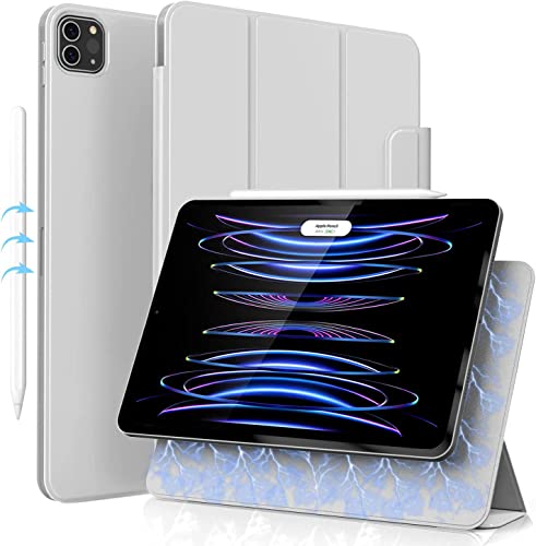 ZOYU Hülle für iPad Pro 11 2022/2021/2020, Automatischer Schlaf/Aufwachen, Magnetisch Abnehmbare Smart Folio Verstellbare rutschfeste Hülle für iPad Pro 11 Zoll, Grau