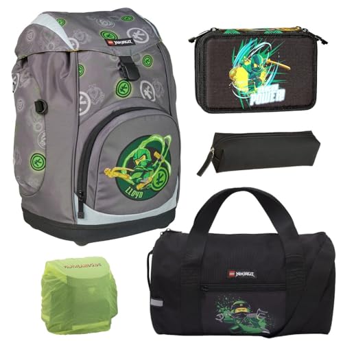 Lego Ninjago Schulranzen Set 5tlg. Nielsen Schulrucksack 1. Klasse mit Federmappe und Sporttasche Spinjitzu Lloyd grüner Ninja Kämpfer